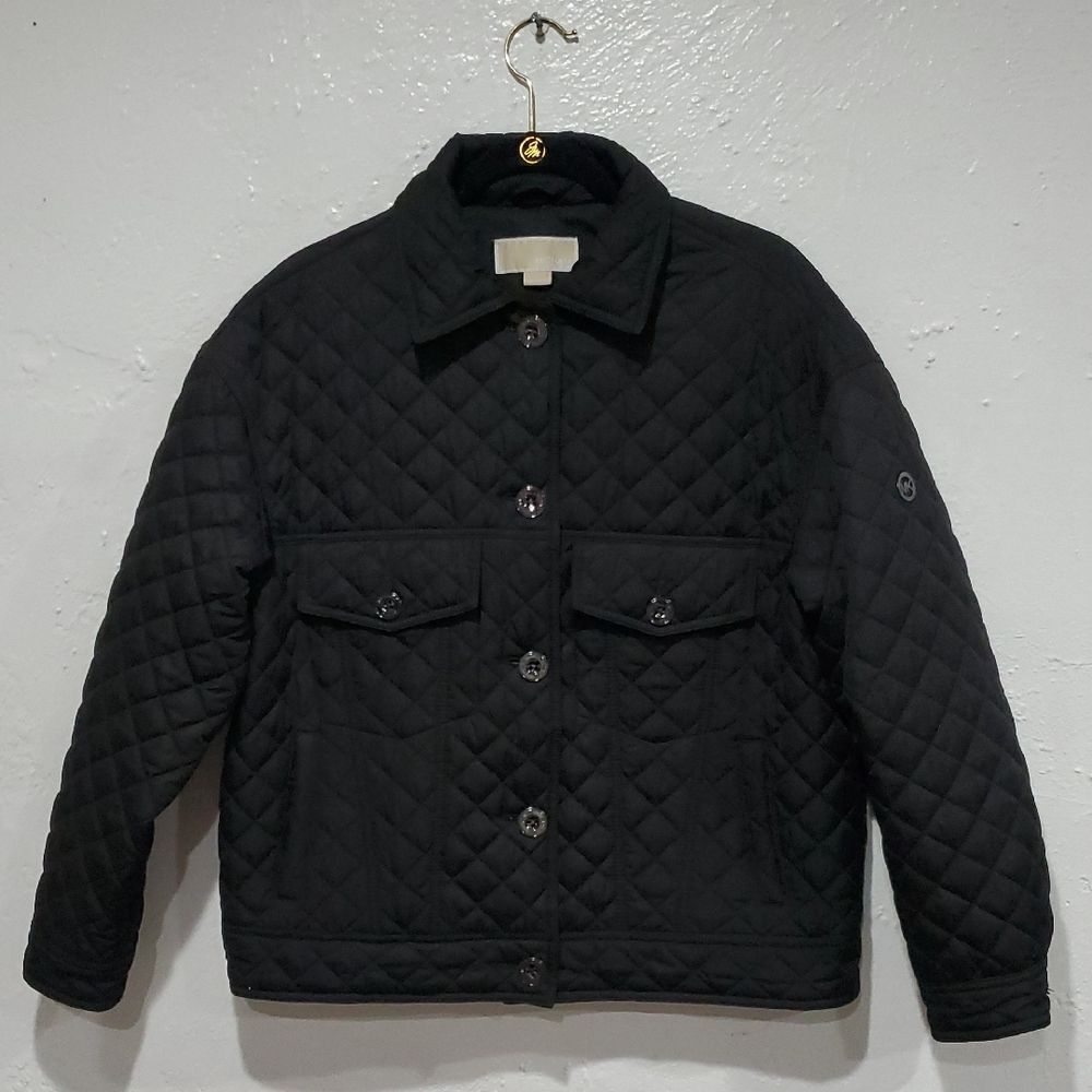 Michael Kors Quilted Utility Jacket In Black Size L